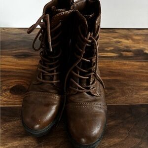 Brown Lace-Up Ankle Boots